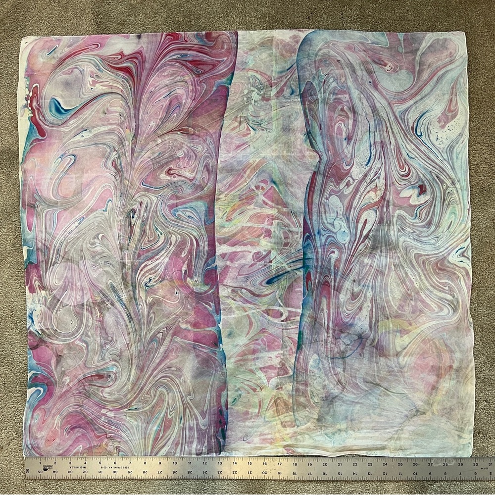 Vintage Marbled Design 30” Square Scarf